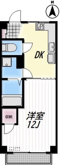 FLAT山王(1DK/3階)の間取り写真