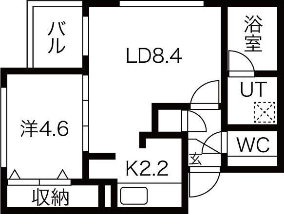FINO中島公園 I(1LDK/3階)の間取り写真