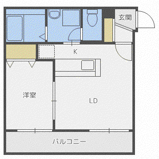グランドサクセス南円山(1DK/2階)の間取り写真