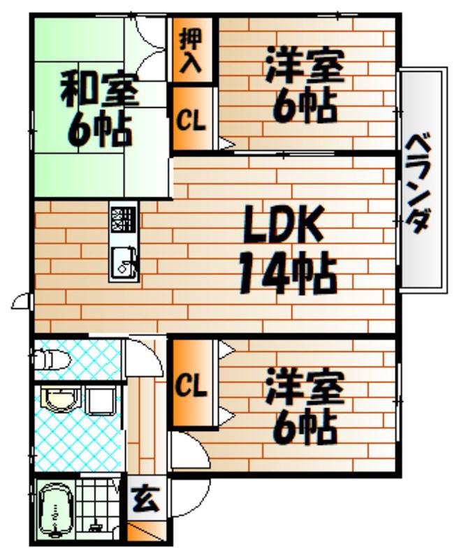 N・フレグランス緑ヶ丘(3LDK/1階)の間取り写真
