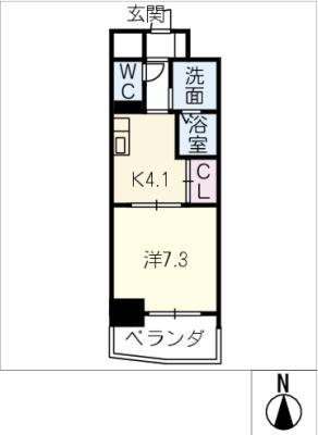グランドール栄生(1K/2階)の間取り写真