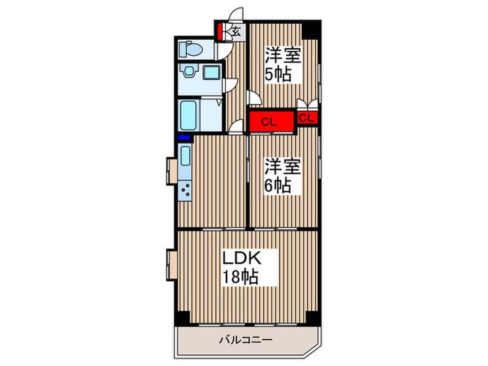 エヌエフ中浦和(2LDK/4階)の間取り写真