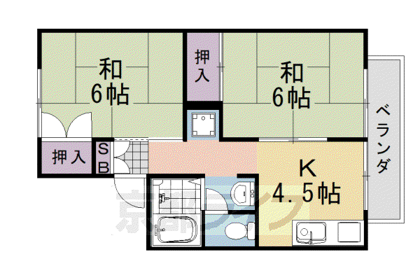 CASA DE 池尻 A棟(2DK/2階)の間取り写真