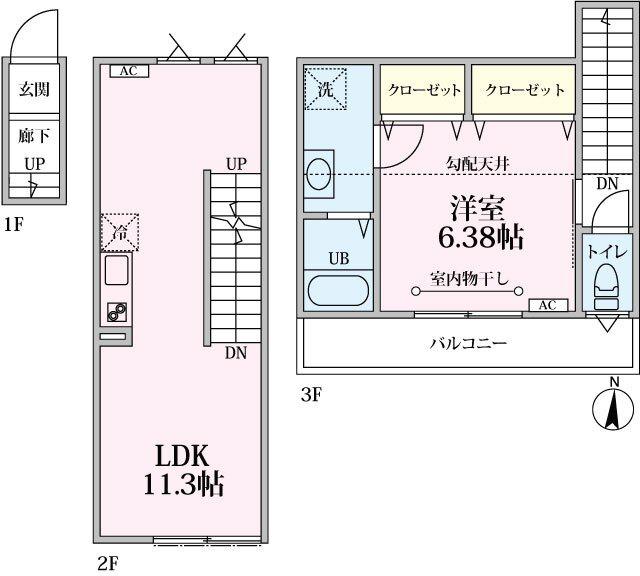 エクセルコート桜台(1LDK/2階)の間取り写真