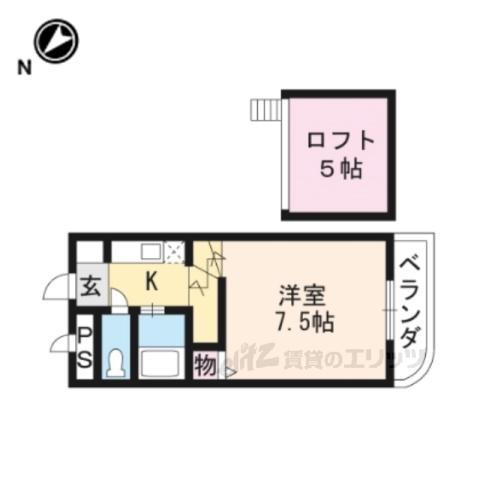 ルサフィール三条(1K/1階)の間取り写真
