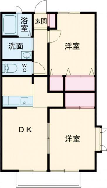 ユイマールエフA棟(2LDK/2階)の間取り写真