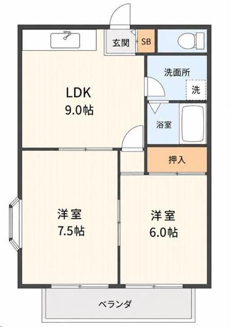 カサ・ドミール(2LDK/1階)の間取り写真