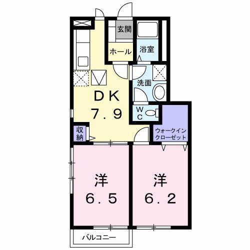 メゾンラフレシール(2DK/1階)の間取り写真