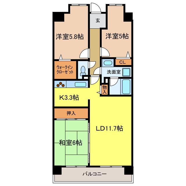 ローレルコート千代田(3LDK/6階)の間取り写真