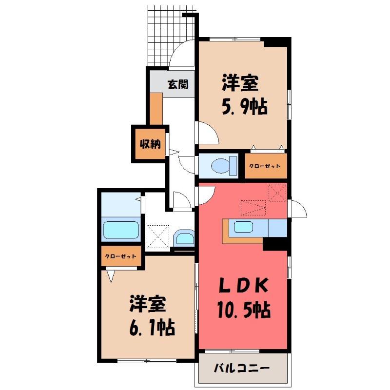 メゾン・グレイスI(2LDK/1階)の間取り写真