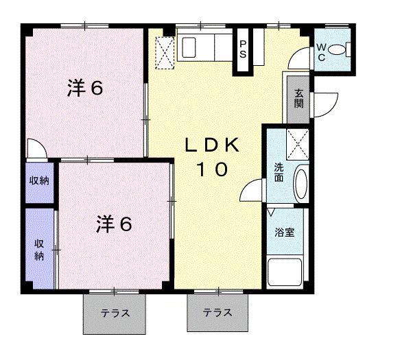 シテイハイツロイヤル(2LDK/1階)の間取り写真