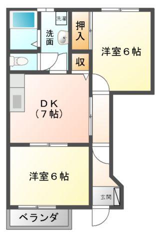 エクセシオール(2DK/1階)の間取り写真
