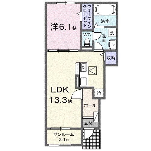 コモドカーサ III(1LDK/1階)の間取り写真