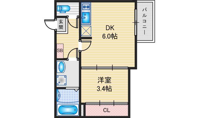 ハーモニーテラス御器所II(1DK/1階)の間取り写真