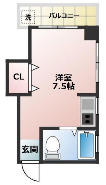 石井マンションB(ワンルーム/2階)の間取り写真