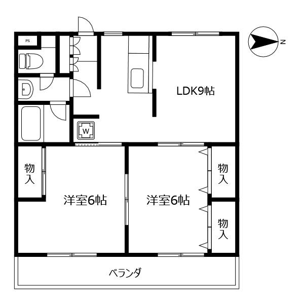 ガーデンヒルズ城南VI(2LDK/3階)の間取り写真
