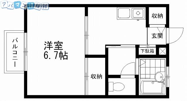 マーサ上大川前(1K/1階)の間取り写真