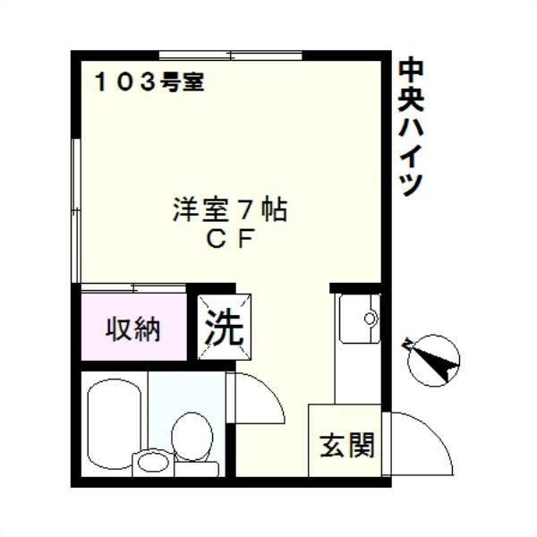 中央ハイツ(1K/2階)の間取り写真