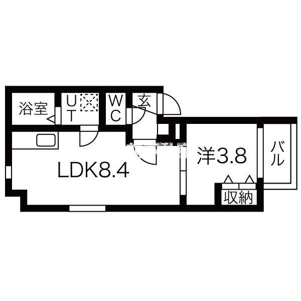 LA VITA二日市駅前IV(1LDK/1階)の間取り写真