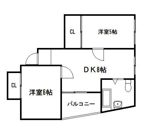 グランタック東山二条(2DK/3階)の間取り写真