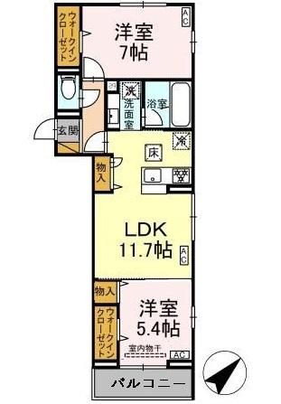 フレアII(2LDK/2階)の間取り写真
