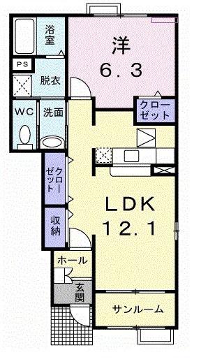 エテルノ(1LDK/1階)の間取り写真