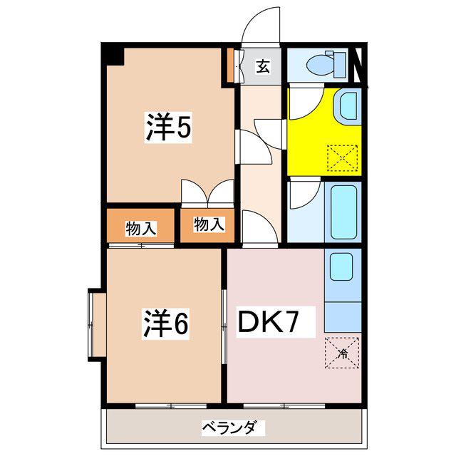 グランデ安曇野(2DK/4階)の間取り写真