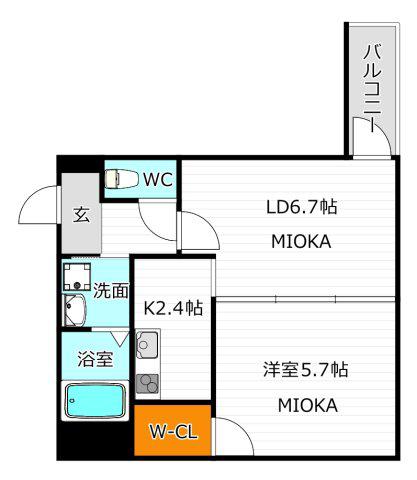 フジパレス清水丘V番館(1LDK/2階)の間取り写真