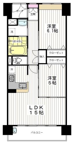 アモローソ仙台駅東(2LDK/5階)の間取り写真