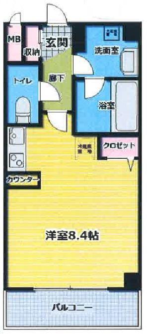 クオリアテラス門前仲町(1K/3階)の間取り写真