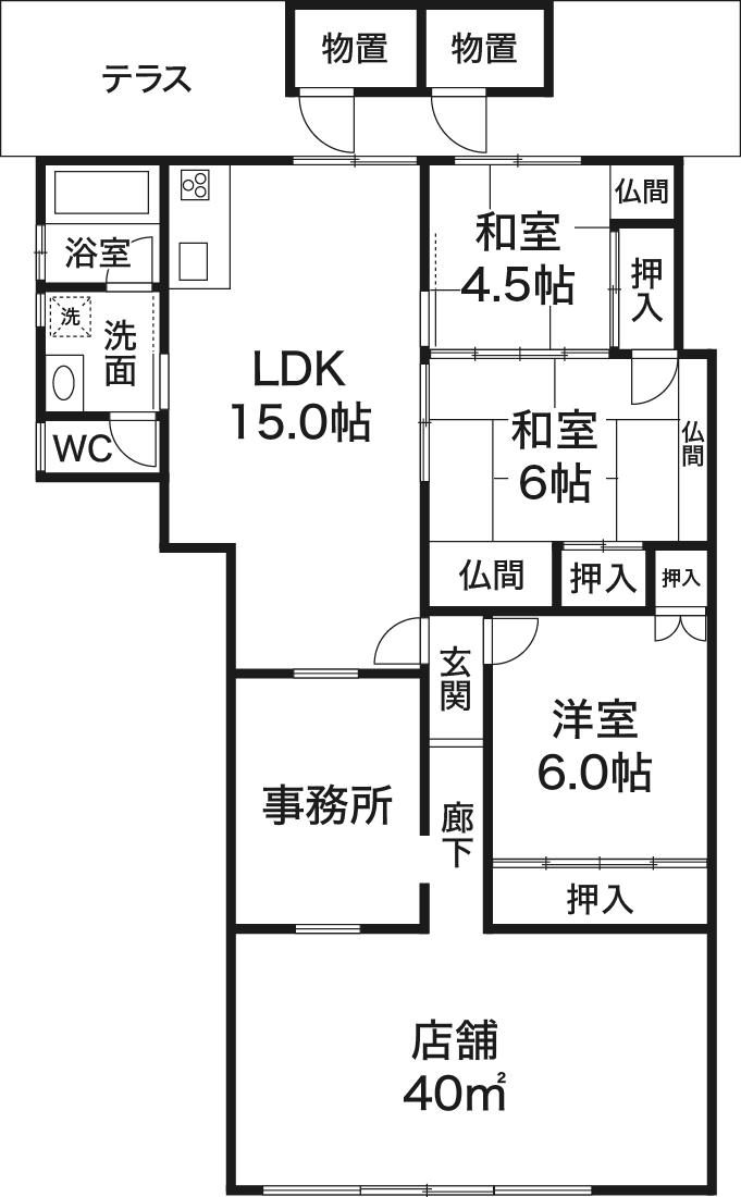 マンション藤田(3LDK/1階)の間取り写真