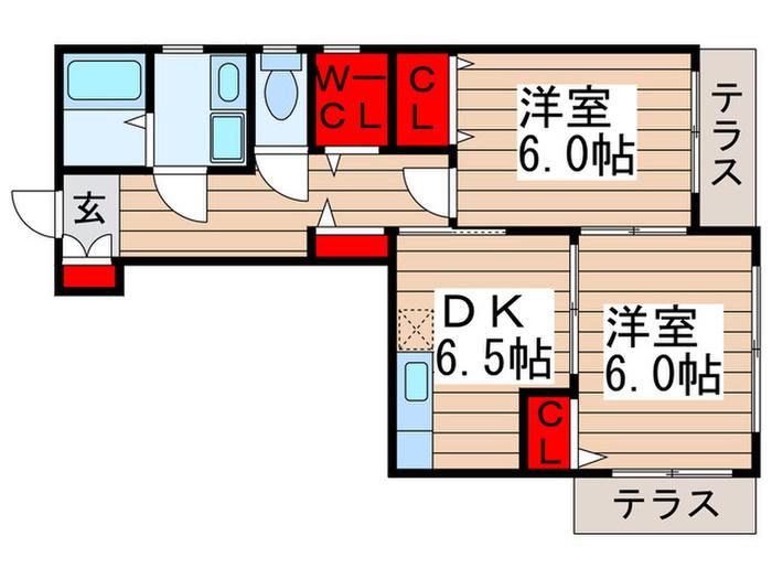 ピソ咲が丘(2DK/1階)の間取り写真