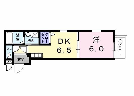 ウェールス(1DK/1階)の間取り写真
