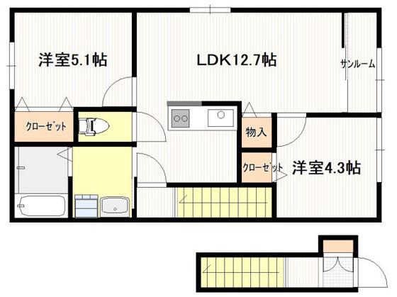 南栄2丁目アパート(2SLDK/2階)の間取り写真