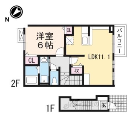 コリーヌ(1LDK/2階)の間取り写真