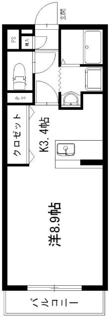 バロンウィズI・II(ワンルーム/3階)の間取り写真