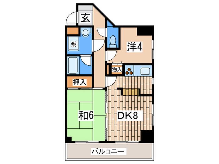 藤和阪東橋ハイタウン(2DK/7階)の間取り写真