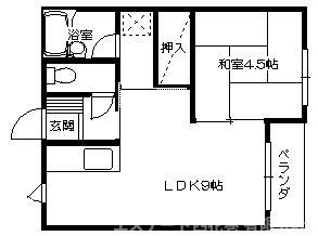 セゾンドジュネス(1LDK/2階)の間取り写真