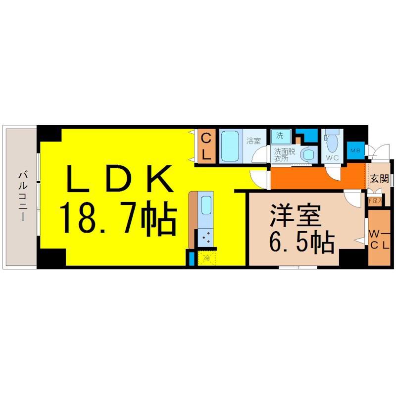 BLISS(1LDK/2階)の間取り写真