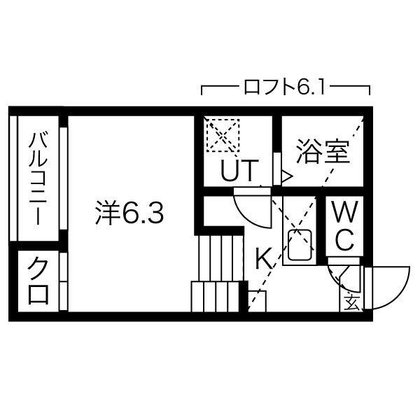 パルクカナヤマ1(1K/1階)の間取り写真