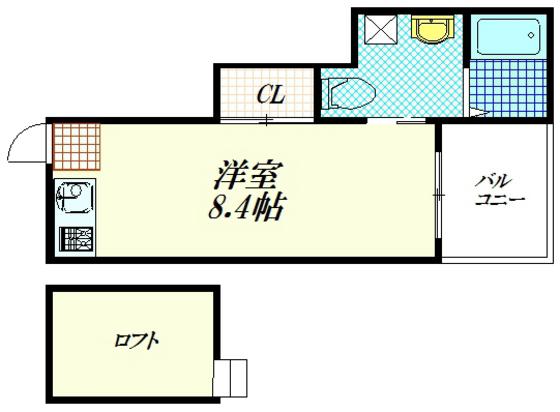 尾長東アパートA棟(ワンルーム/2階)の間取り写真