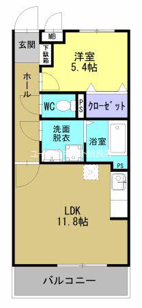 SUNFLOWER MAPLE 平松(1LDK/2階)の間取り写真