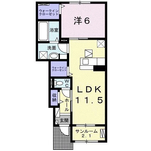 ナリッシュ(1LDK/1階)の間取り写真