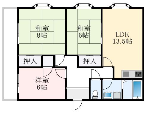 エステートBLDIII(3LDK/8階)の間取り写真
