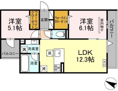 LUMIEREルミエール(2LDK/3階)の間取り写真