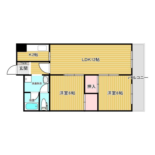 マンション新(2LDK/4階)の間取り写真