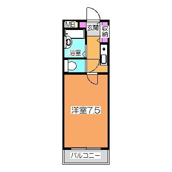宿院ピア2(1K/3階)の間取り写真