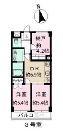 西船橋レジデンス(2SDK/3階)の間取り写真