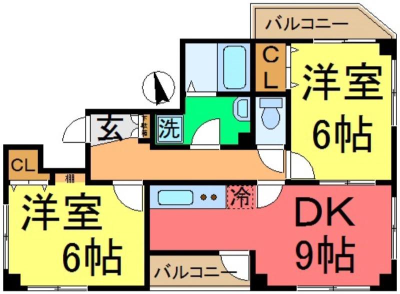 ロイヤルハイツドモン(2DK/4階)の間取り写真