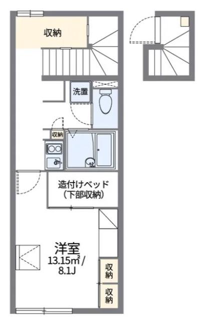 ソレーユII(1K/2階)の間取り写真